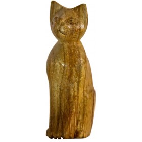 Statue "Katze sitzend" Naturholz 10cm
