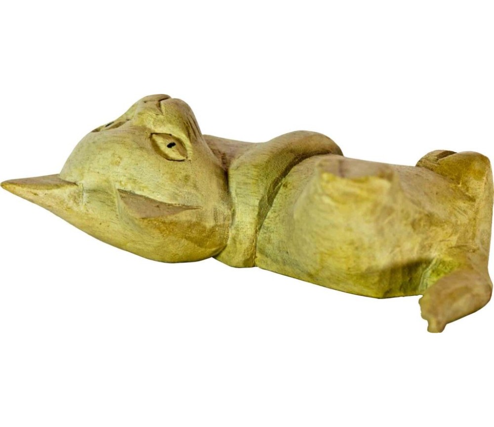 Statue "Katze auf dem Rücken liegend" Naturholz 6x10cm