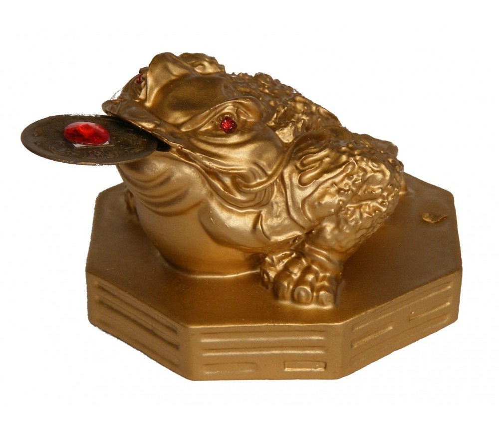 "Money Frog" Kunststein goldfarben 5x7cm