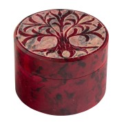Box "Baum des Lebens" Speckstein rot rund 5cm