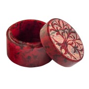 Box "Baum des Lebens" Speckstein rot rund 5cm