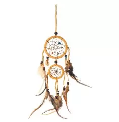 Traumfänger mit Edelsteinen und Kaurimuscheln Leder 20cm