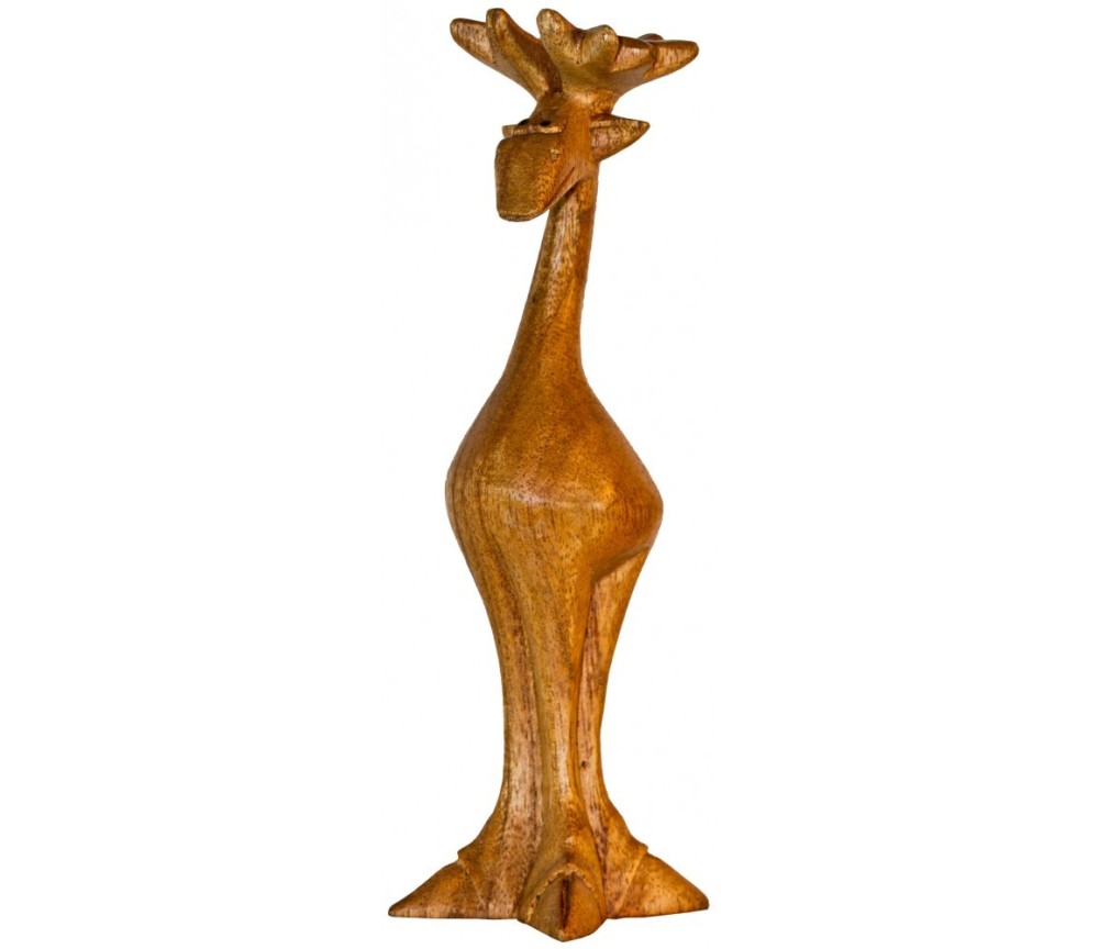 Elch mit langen Beinen röhrend Naturholz 6x16cm