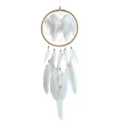Traumfänger "Angel Wings" Rattan natur mit weissen Engelsfedern, 20x60cm