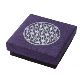 Geschenkbox "Blume des Lebens" Baumwolle purple 9x9cm