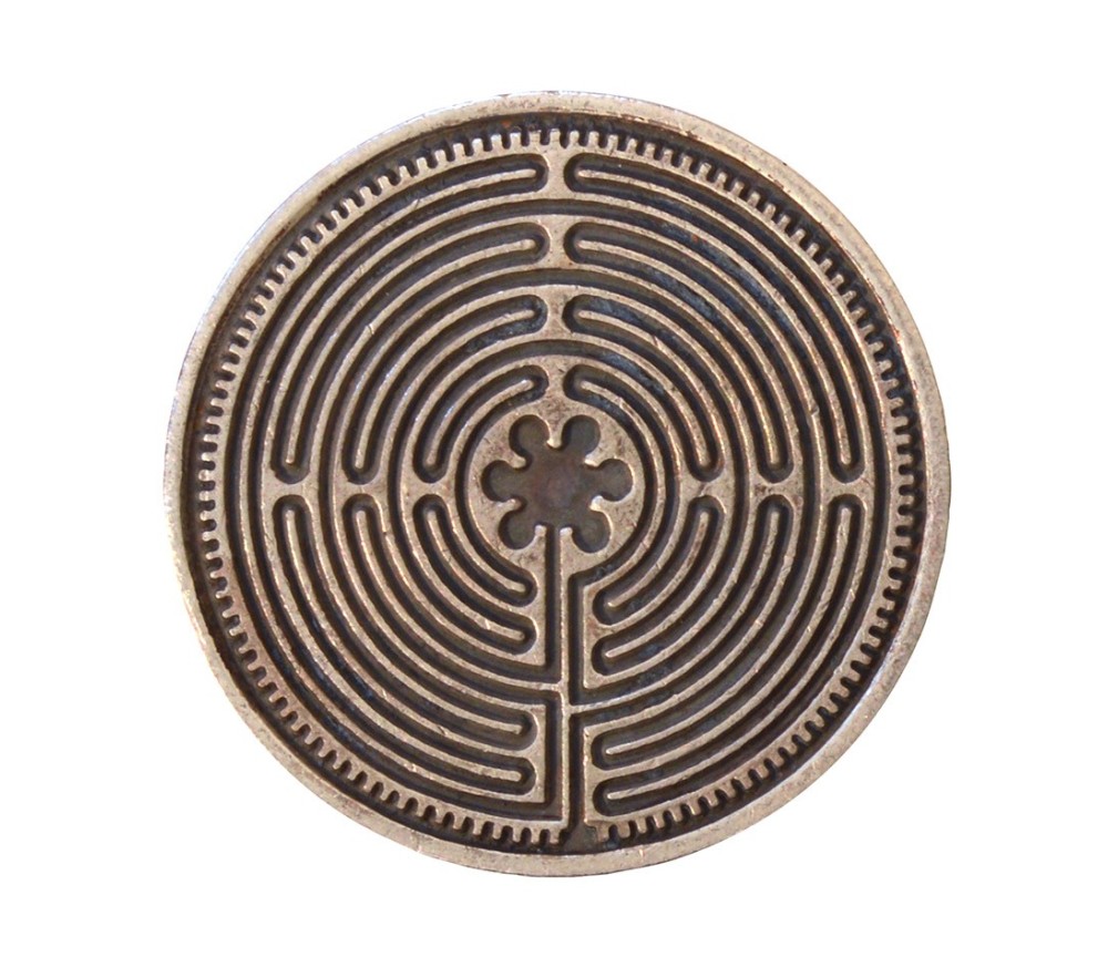 Glücksmünze "Labyrinth Chartres" Kupfer verzinnt 4cm