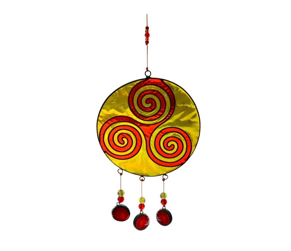 Suncatcher "Triskele" Fiberglas gelb orange 24cm