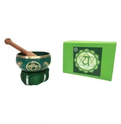 Klangschalen Set "Anahatam Chakra" grün mit Klöppel & Kissen 10cm ca. 330g