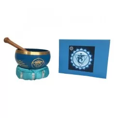 Klangschalen Set "Vishuddi Chakra" türkis mit Klöppel & Kissen 10cm ca. 330g