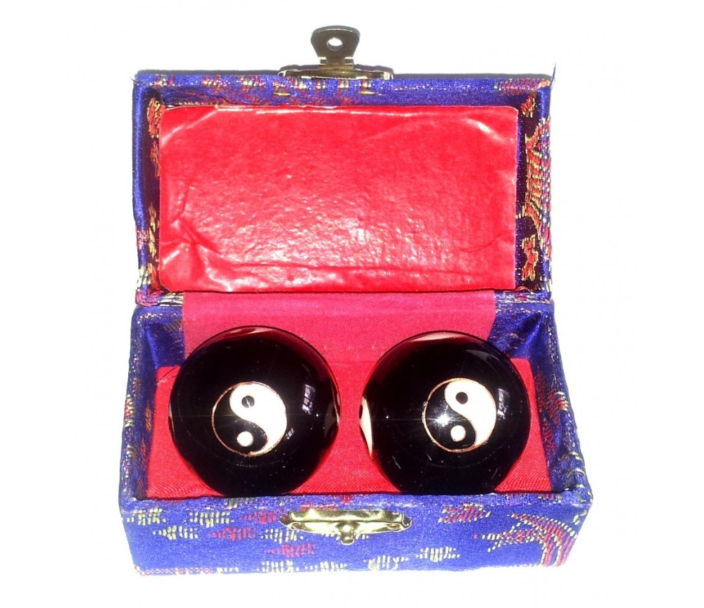 Qi Gong Kugel Yin Yang schwarz 35mm