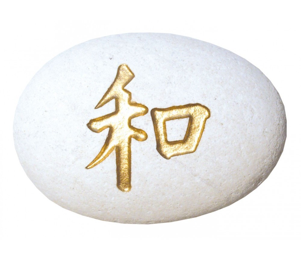 Flußstein "Harmonie" weiß/gold 7cm