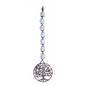 Suncatcher "Baum des Lebens" Metal 4cm mit 7 transparenten Glasperlen 60cm