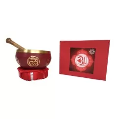 Klangschalen Set "Muladhara Chakra" rot mit Klöppel & Kissen 12cm ca. 500g