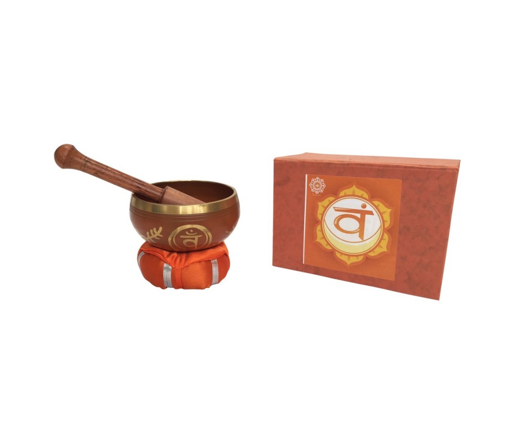 Klangschalen Set "Swadistanam Chakra" orange mit Klöppel & Kissen 12cm ca. 500g