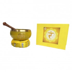Klangschalen Set "Manipuram Chakra" gelb mit Klöppel & Kissen 12cm ca. 500g