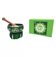 Klangschalen Set "Anahatam Chakra" grün mit Klöppel & Kissen 12cm ca. 500g