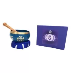 Klangschalen Set "Ajna Chakra" blau mit Klöppel & Kissen 12cm ca. 500g