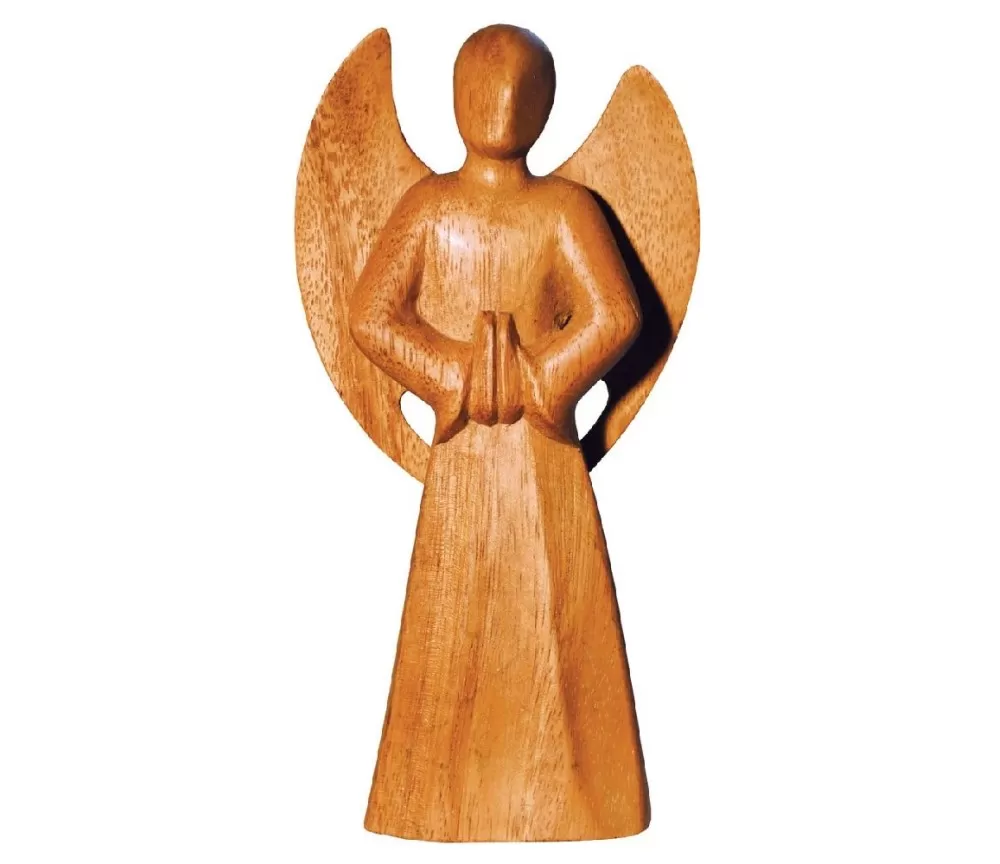 "Betender Engel" Holz natur 10x20cm