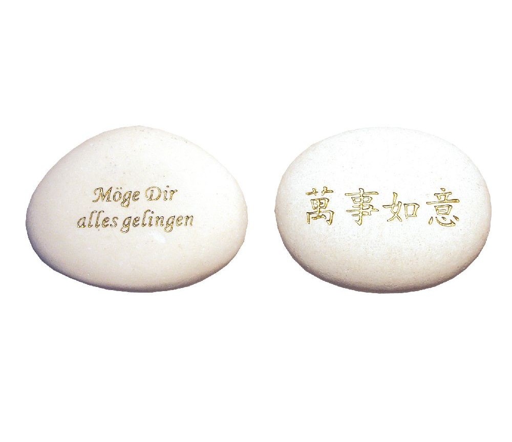 Flußstein "Möge Dir alles gelingen" weiß/gold 7cm