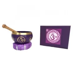 Klangschalen Set "Sahasrara Chakra" lila mit Klöppel & Kissen 10cm ca. 330g