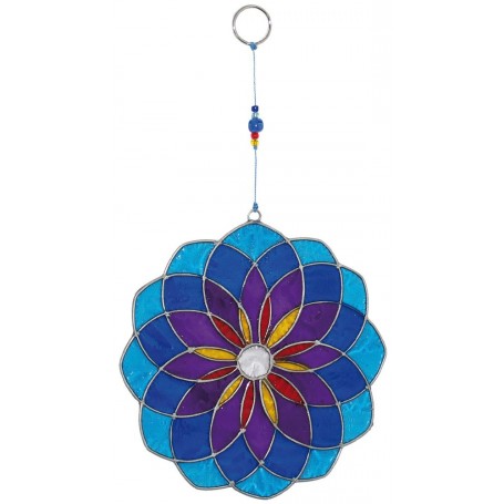 Suncatcher "Mandala" Fiberglas blau 25cm