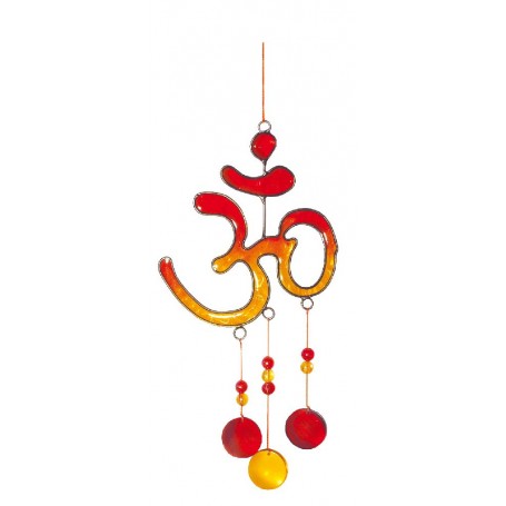 Suncatcher "Om" Fiberglas rot-orange 10x21cm