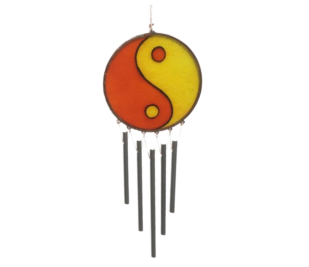 Suncatcher YinYang Ø8cm Glas/Aluminium, 20cm