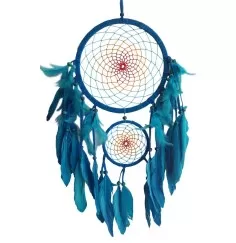 Traumfänger "Multicoloured" Leder türkis, mit 1TF 22cm und 1TF 12cm, 22x60cm