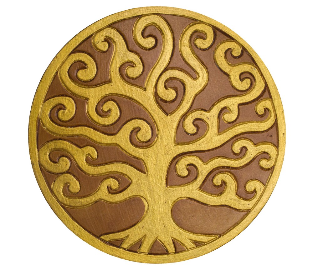 Wandornament "Lebensbaum" MDF braun/gold bemalt, 20cm