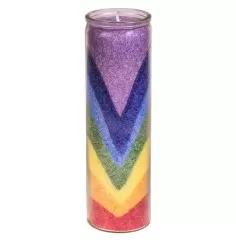 Kerze - Duftkerze im Glas - Chakra / Regenbogental / Spitzen - Bunt - Palmkernwachs - ca. 100 Std.