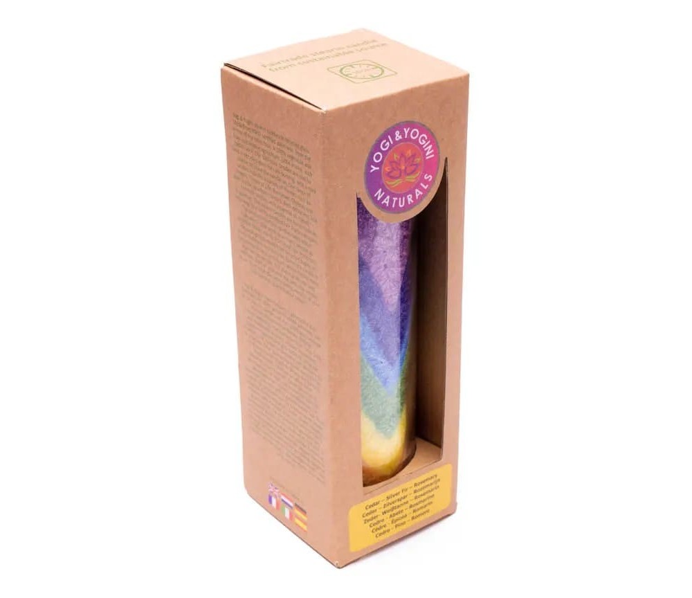 Kerze - Duftkerze im Glas - Chakra / Regenbogental / Spitzen - Bunt - Palmkernwachs - ca. 100 Std.