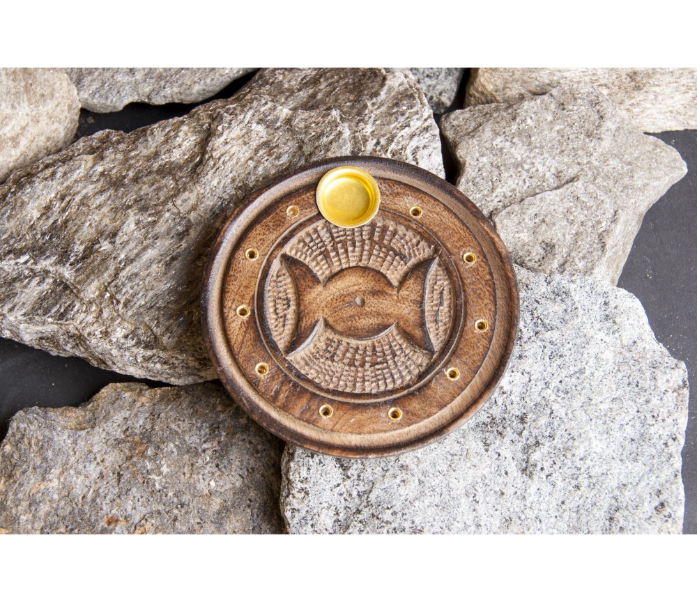 Räucherstäbchen - und Räucherkegel Halter - Sonne/Mond