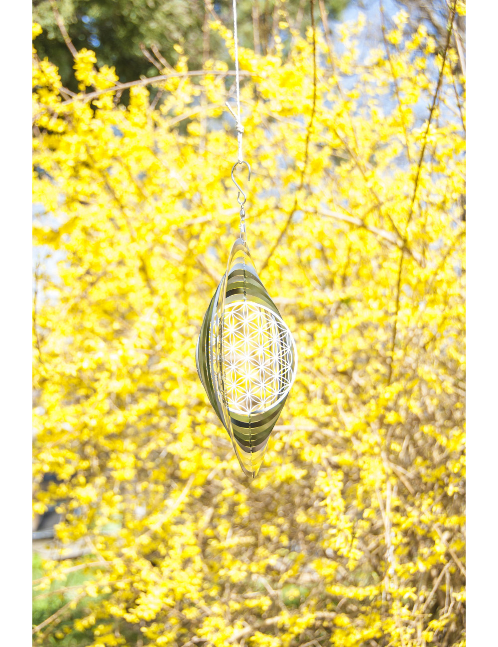 Hängende Dekoration - Edelstahl Mobile - Blume des Lebens-  25 cm