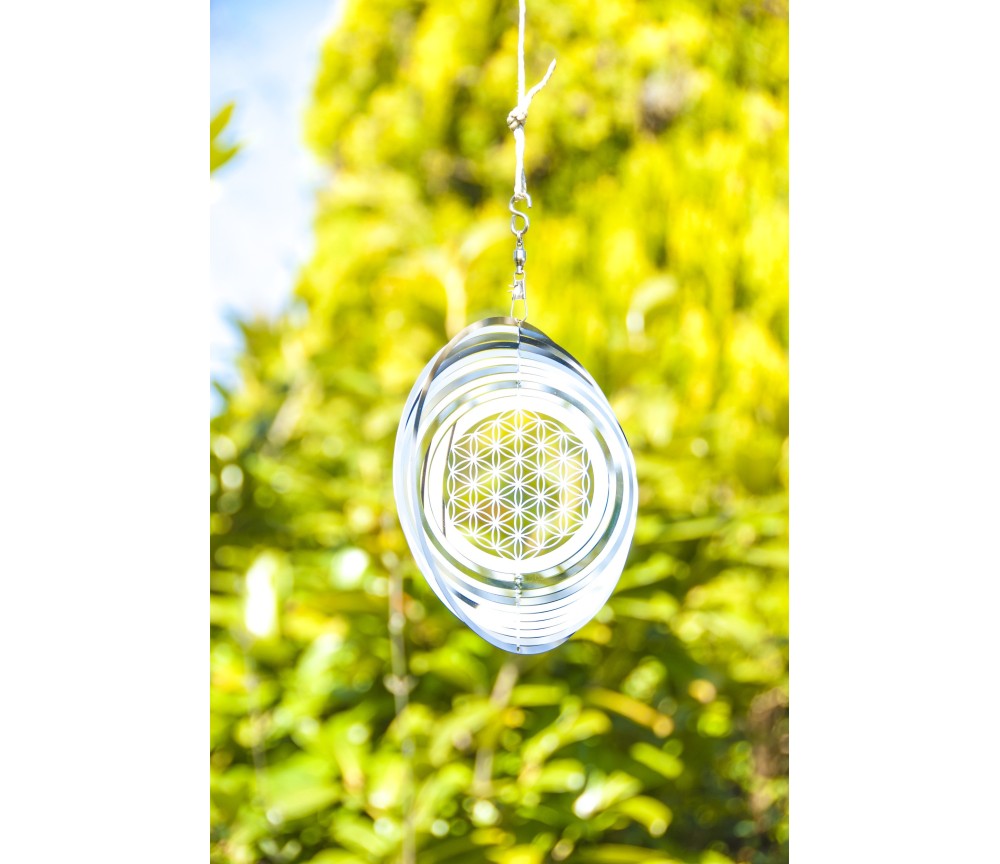 Hängende Dekoration - Edelstahl Mobile - Blume des Lebens-  15 cm