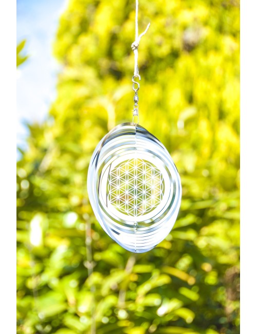 Hängende Dekoration - Edelstahl Mobile - Blume des Lebens-  15 cm