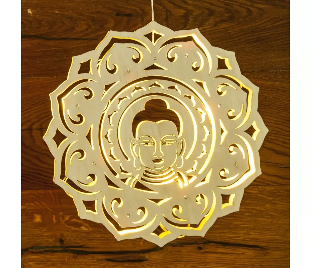 Holz Lichtobjekt - Buddha - 30 cm