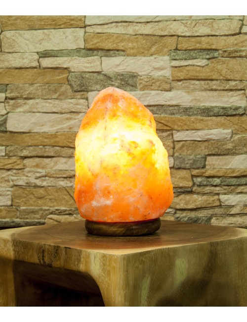 Lampe - Salzkristall - mit Holzsockel (2-3 kg)
