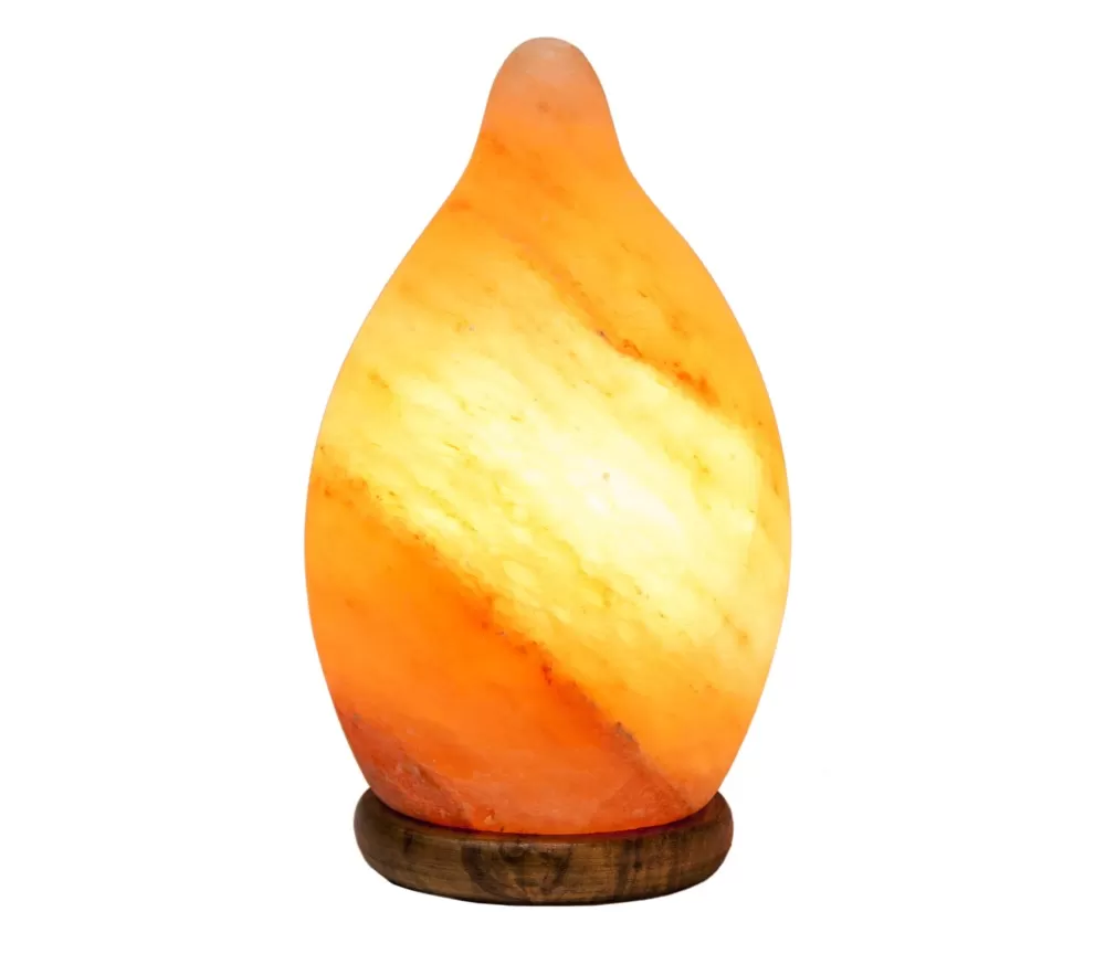 Lampe - Salzkristall - Tropfen- mit Holzsockel ca. 20 cm