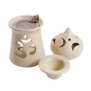 Räucherstövchen - Om- aus Ton mit Duftschale & Räuchersieb ca. 16x9 cm