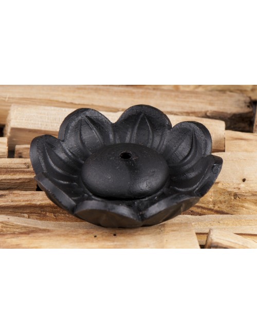 Räucherstäbchenhalter - Lotus - aus Ton Schwarz