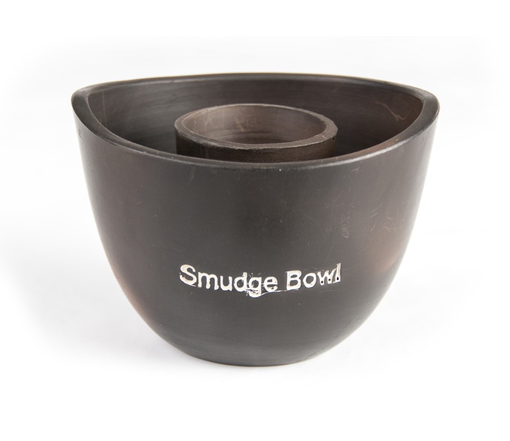 Smudge Bowl Ständer aus Ton, in schwarz ca. 13 cm