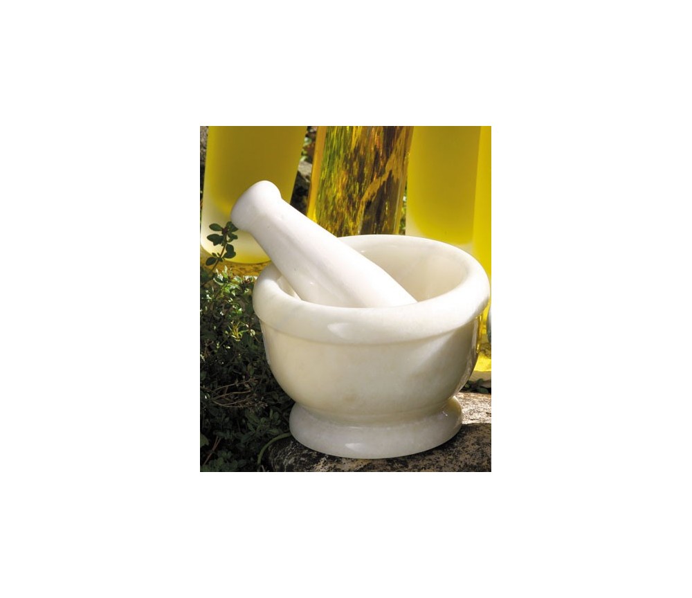 Mörser aus weißem Marmor mit passendem Marmor-Stößel  ca. 12x9 cm