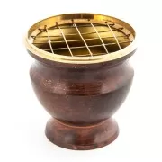 Räuchergefäß mit Netz -aus Messing /Emaille-rotbraun ca.8x7,5 cm