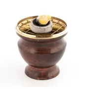 Räuchergefäß mit Netz -aus Messing /Emaille-rotbraun ca.8x7,5 cm