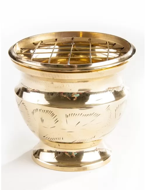 Räuchergefäß mit Netzeinsatz, 7,5x 7 cm aus Messing