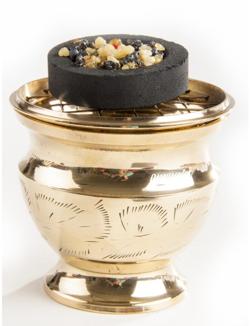 Räuchergefäß mit Netzeinsatz, 7,5x 7 cm aus Messing