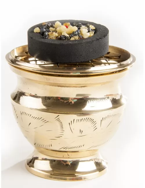 Räuchergefäß mit Netzeinsatz, 7,5x 7 cm aus Messing