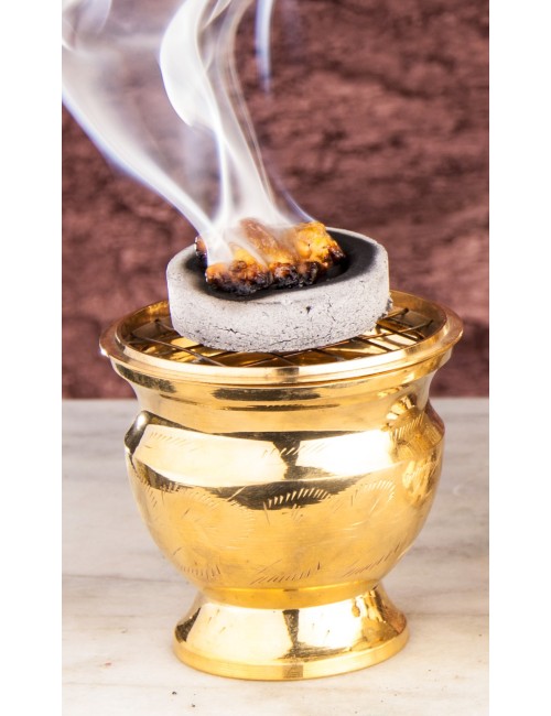 Räuchergefäß mit Netzeinsatz, 7,5x 7 cm aus Messing