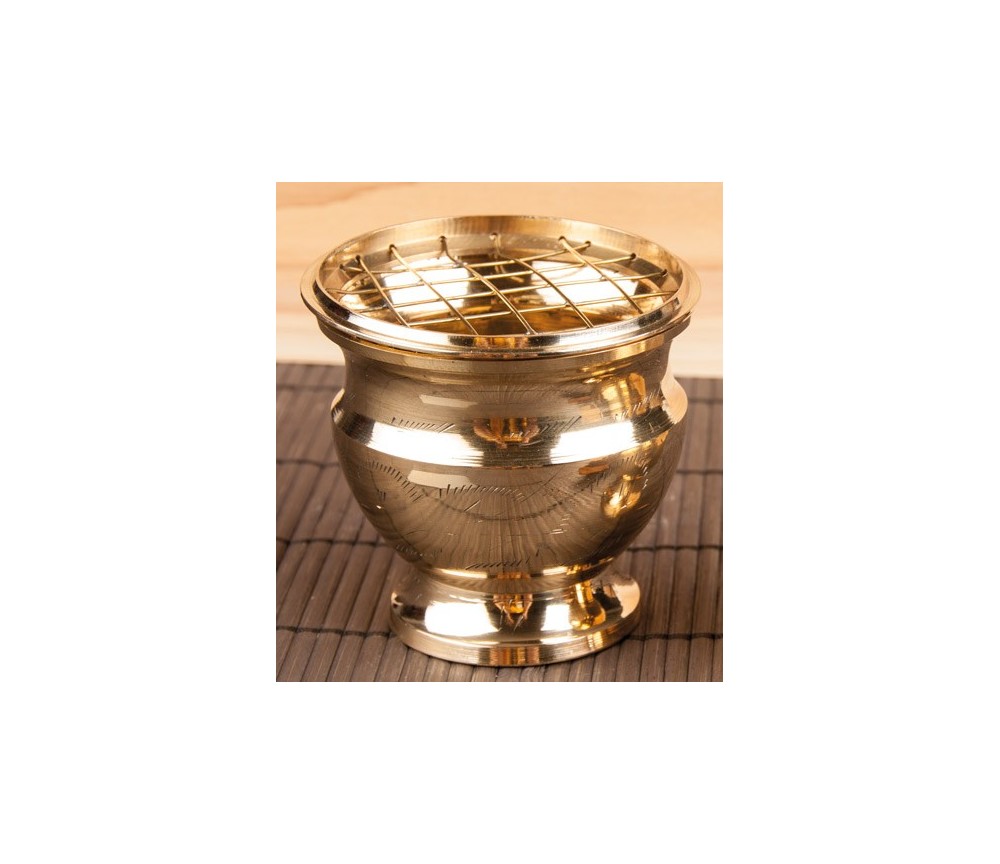 Räuchergefäß mit Netzeinsatz, 7,5x 7 cm aus Messing