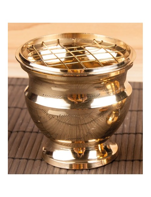 Räuchergefäß mit Netzeinsatz, 7,5x 7 cm aus Messing